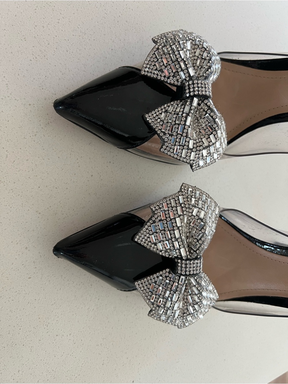 Rhinestone Bow Shoe Clips – Set of 2 – Black & Silver